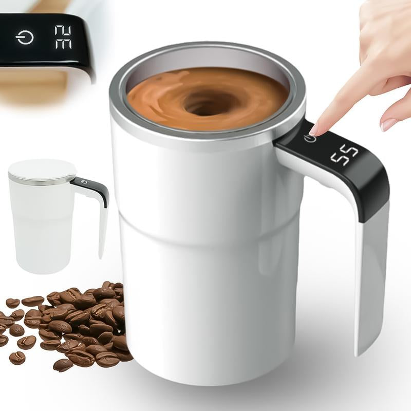 Automatic Magnetic Stirring Coffee Mug, Self Mixing Cup with Lid for Milk, Cocoa and Other Beverages - Stainless Steel
