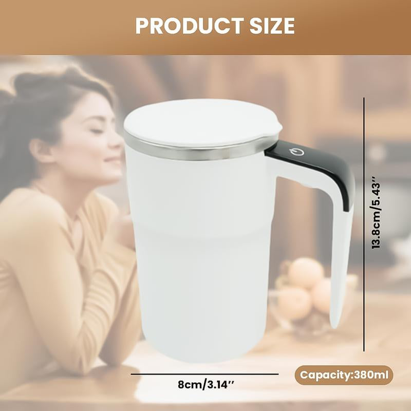 Automatic Magnetic Stirring Coffee Mug, Self Mixing Cup with Lid for Milk, Cocoa and Other Beverages - Stainless Steel